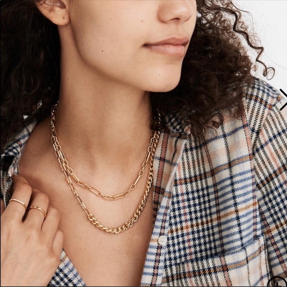 MADEWELL Shiny Mixed Chain Choker Necklace GOLD - Picture 3 of 3